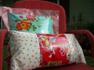 Oil cloth cushion by Tina Smith