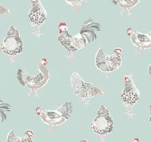 Rooster oilcloth in duckegg