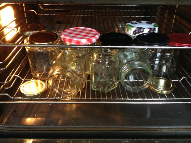 Place in an oven set on low heat to sterilize jars