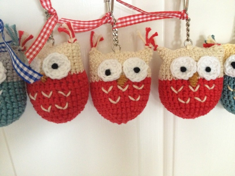 Crochet owl bag charms