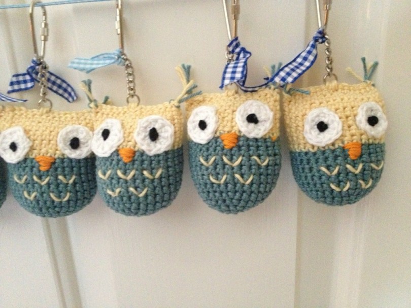 Crochet owl key rings 