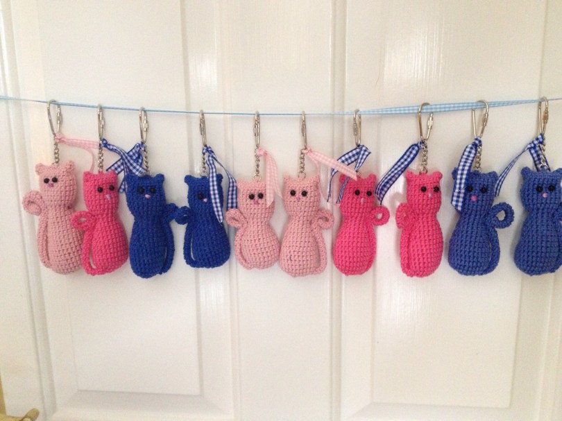 Crochet cat bag charms