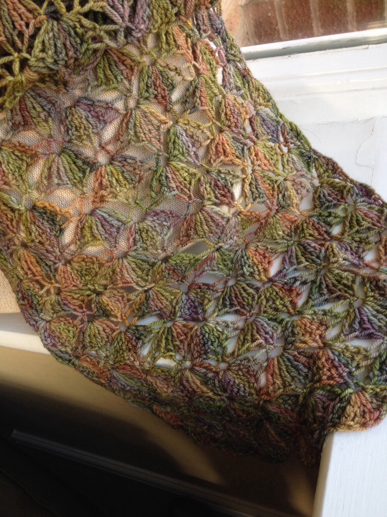 Crochet lace scarf in Malabrigo sock yarn