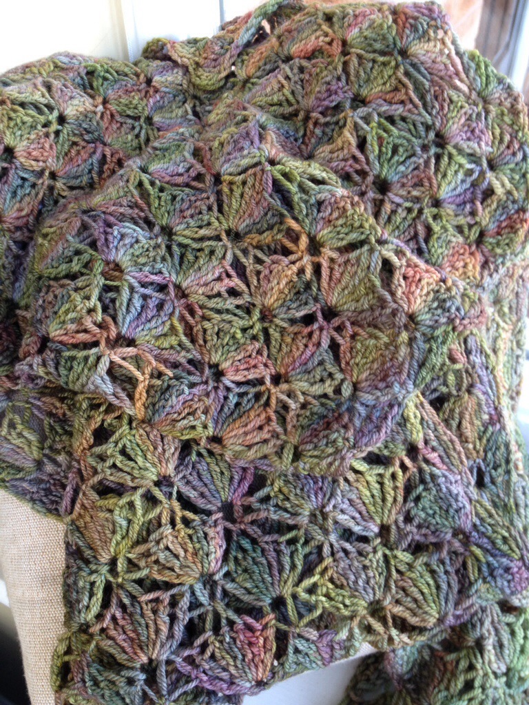 Crochet lace scarf in Malabrigo sock yarn
