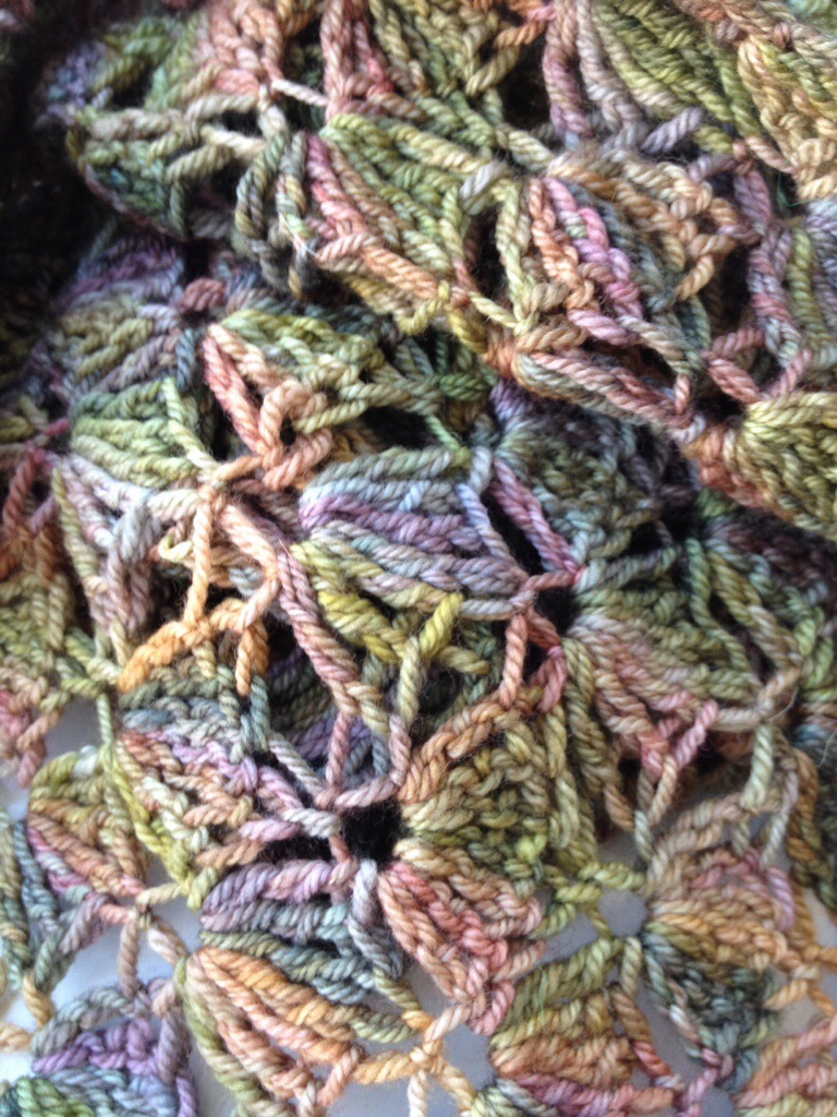 Crochet lace scarf in Malabrigo sock yarn