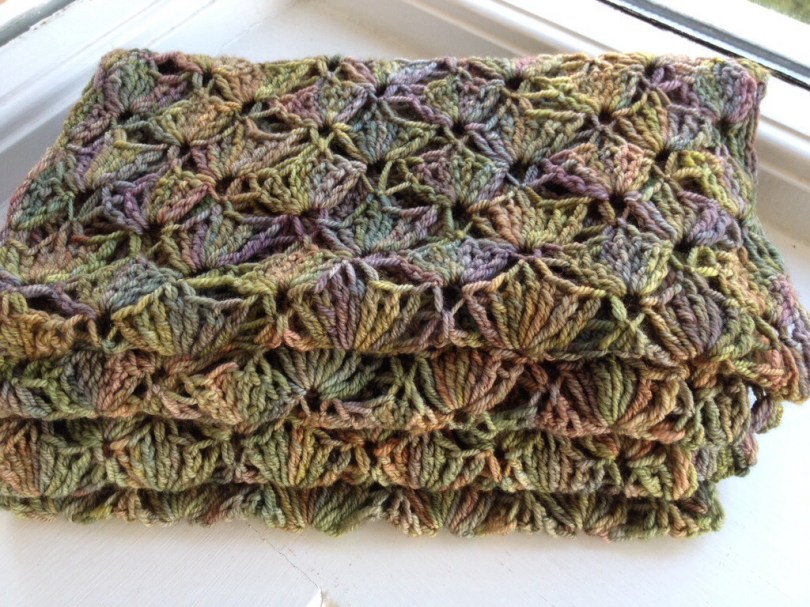 Crochet lace scarf in Malabrigo sock yarn