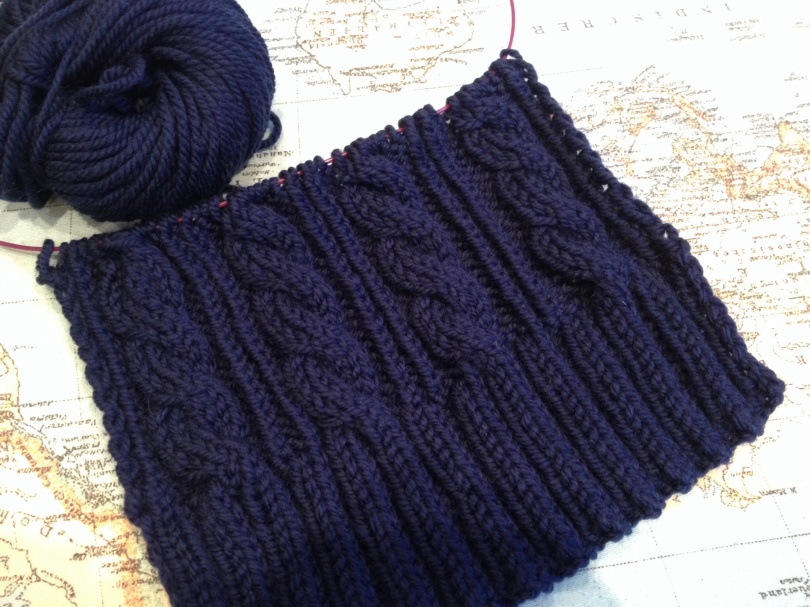 Classic cable knit scarf in merino Aran 