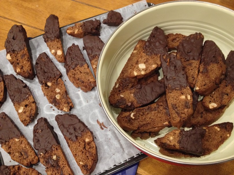 Homemade double chocolate biscotti