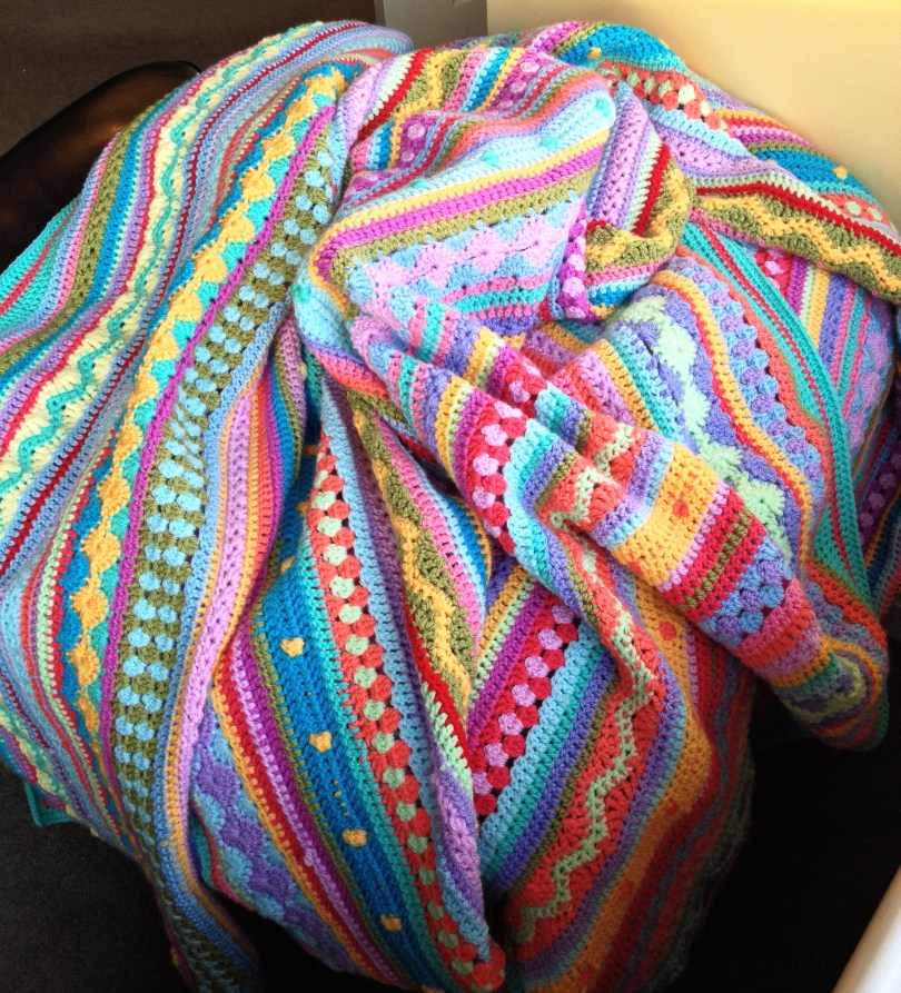 Stripey CAL blanket afghan