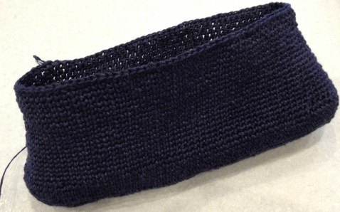 Crochet linen clutch bag