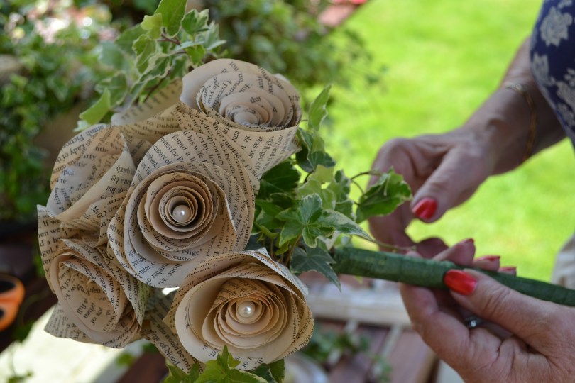 Paper flower weding bouquet