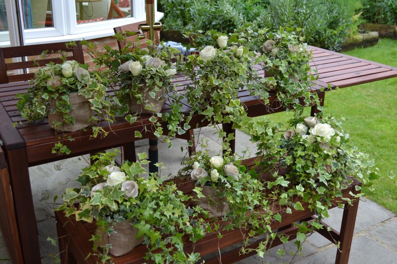 Ivy and rose wedding table centres