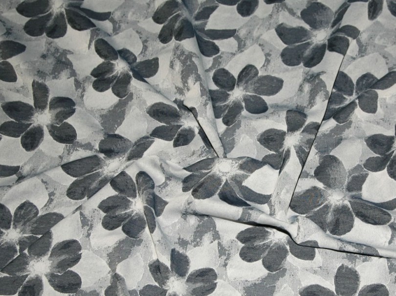 Blue ultra soft floral jacquard denim designer dress fabric