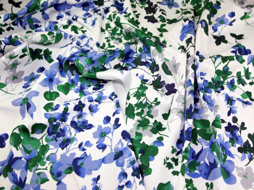 Blue and green marrakesh large floral print stretch cotton.