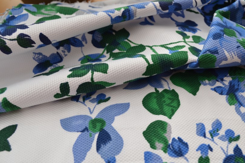 Blue and green marrakesh large floral print stretch cotton.