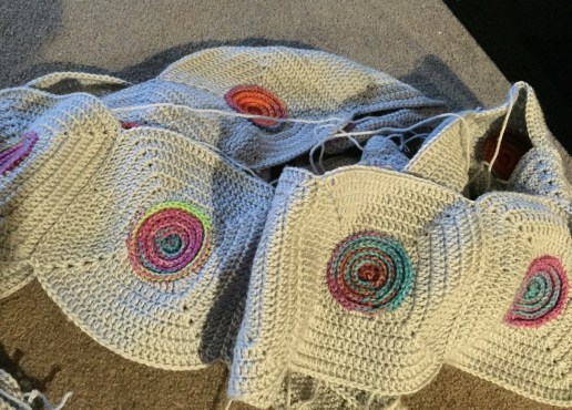 Circles within squares crochet blanket