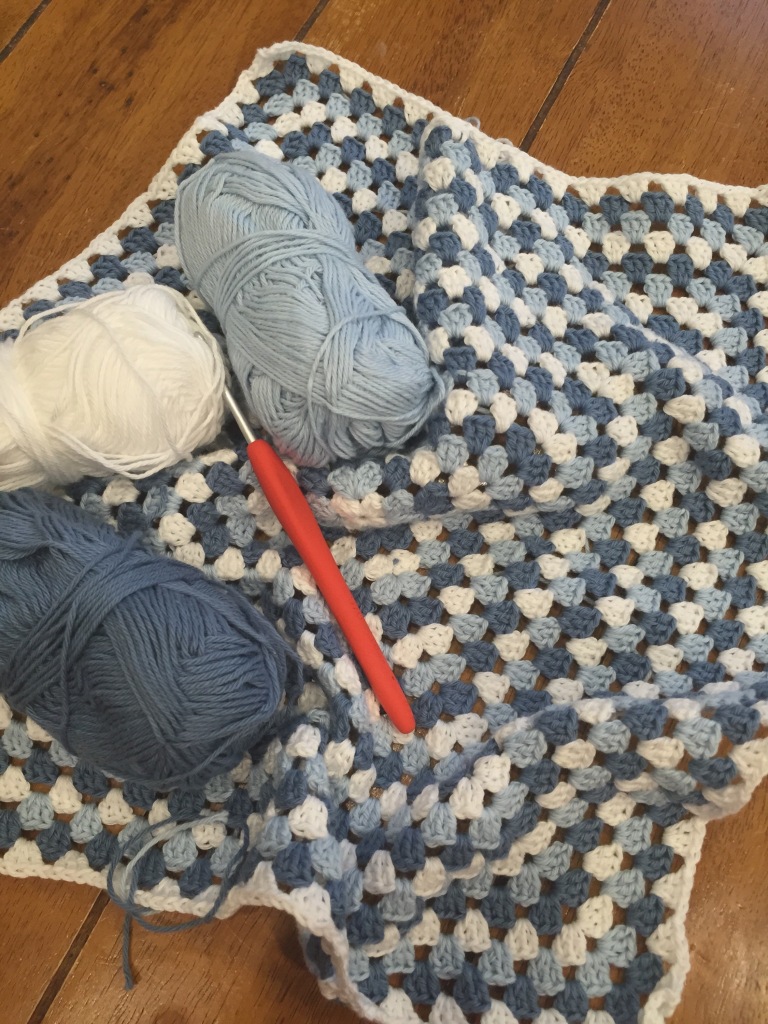 Cotton granny square crochet blanket
